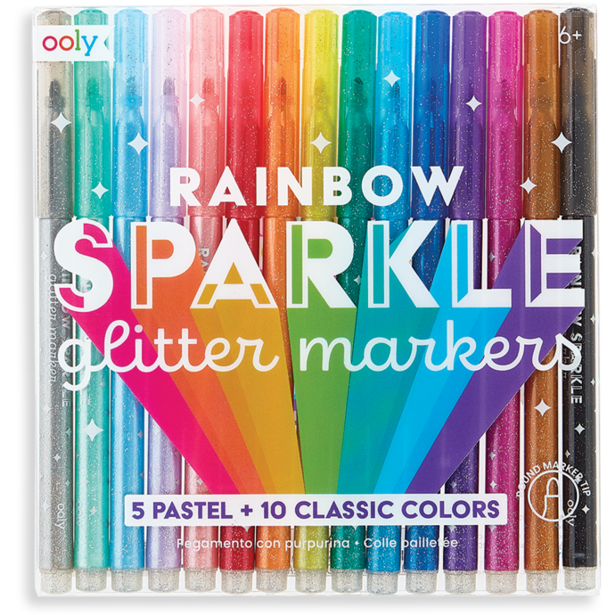 Rainbow Sparkle Glitter Markers - Set 15
