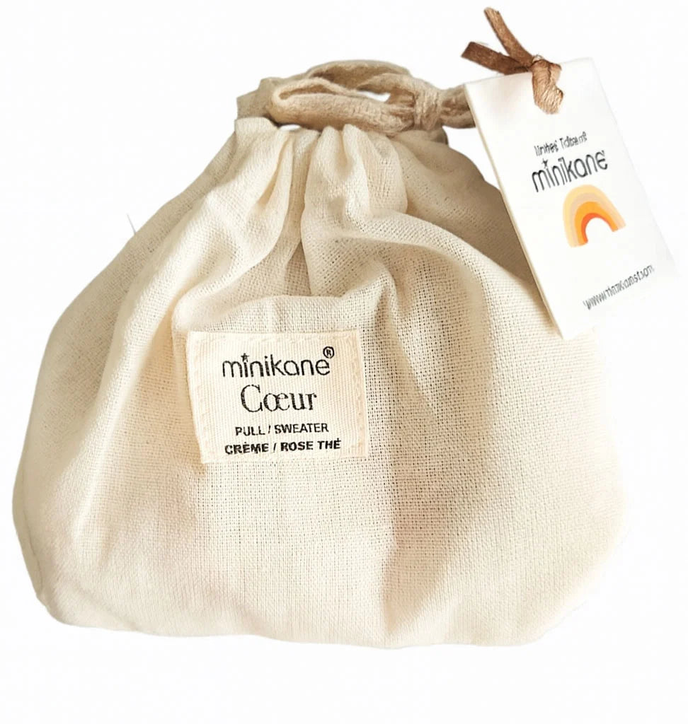 MINIKANE Jersey corazón punto crema