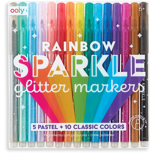 Rainbow Sparkle Glitter Markers - Set 15