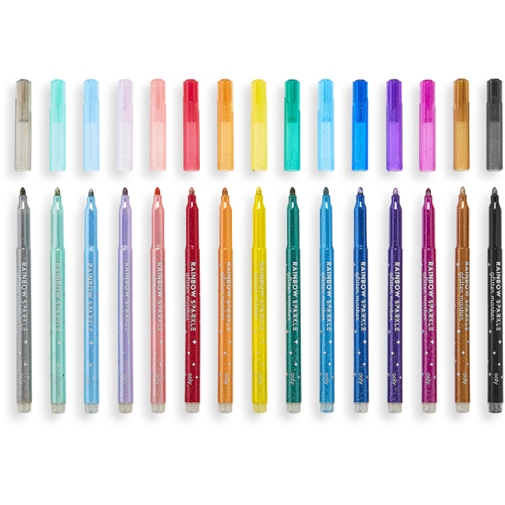 Rainbow Sparkle Glitter Markers - Set 15