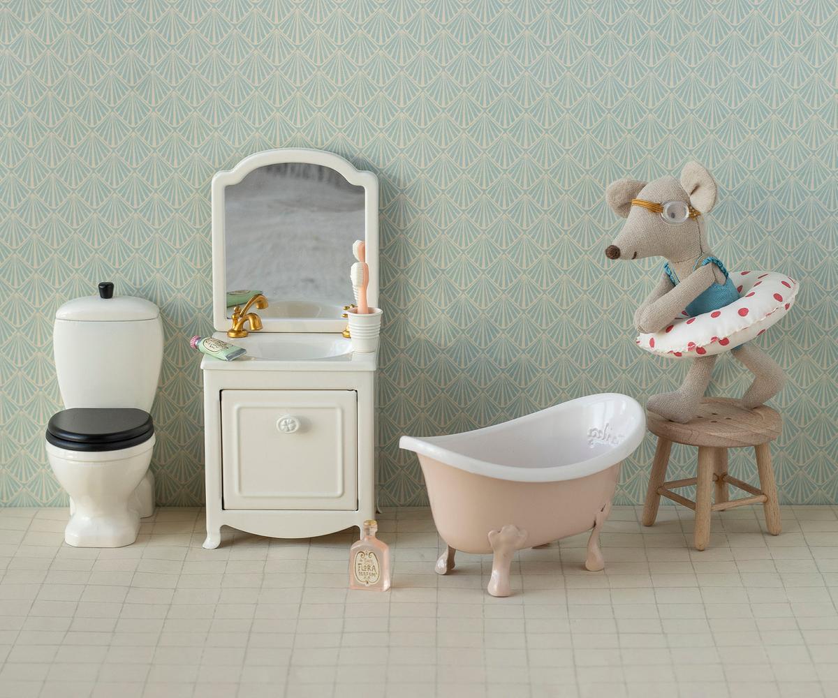 Lavabo con armario y espejo, Ratón - polvo oscuro MAILEG