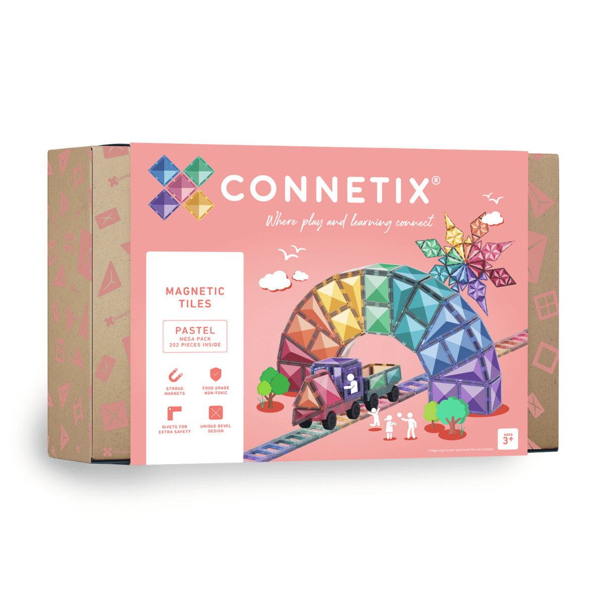 Construcción Connetix Paquete Mega Pastel 202 piezas