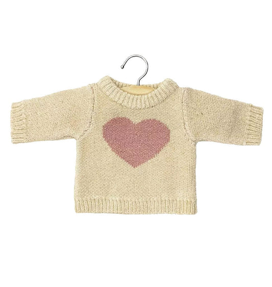 MINIKANE Jersey corazón punto crema